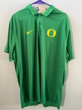 Nike Green Polo with Yellow Oregon Ducks Logo